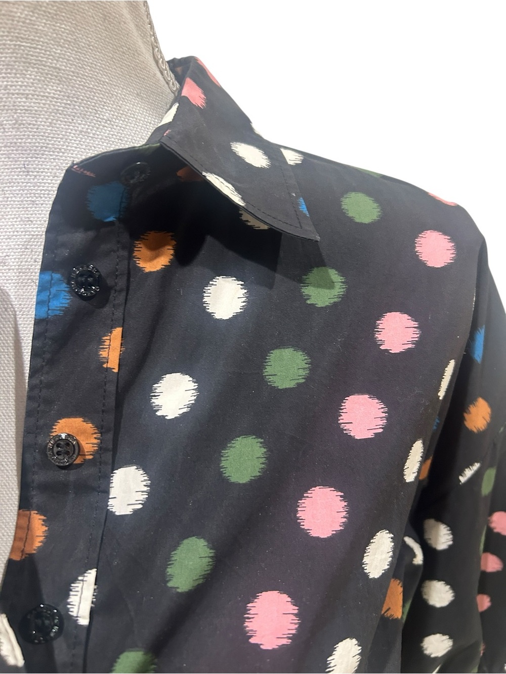 Carolina Herrera Black Button-Down Polka Dot Crop Top size 4 - Picture 9 of 14